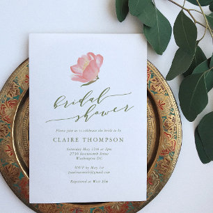 Invitation Fête des mariées minimaliste en aquarelle rose