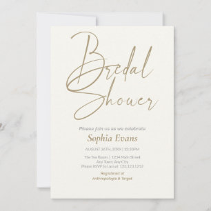 Invitation Fête des mariées minimaliste Gold Silver White Cre