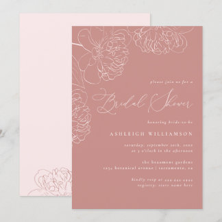 Invitation Fête des mariées minimaliste rose dessinée à la ma