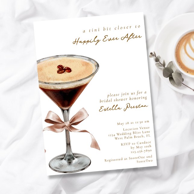 Invitation Fête des mariées mocha à thème moderne simple Cock (Créateur téléchargé)