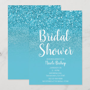 Invitation Fête des mariées moderne Aqua Blue Glam Parties sc