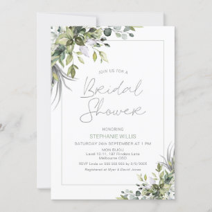 Invitation Fête des mariées moderne Boho Green Foliage