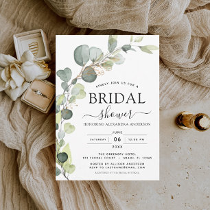 Invitation Fête des mariées moderne Botanique Eucalyptus Boho