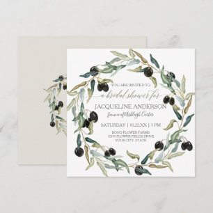 Invitation Fête des mariées Moderne Branche Olive Feuille cou