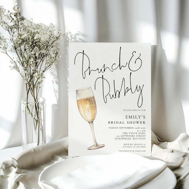 Invitation Fête des mariées moderne Brunch Bubbly (Créateur téléchargé)