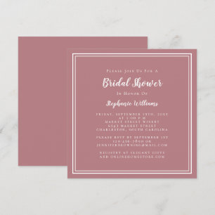 Invitation Fête des mariées Moderne Carré Chic Dusty Rose ros