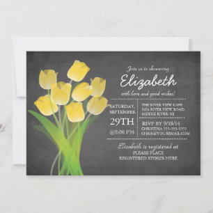 Invitation Fête des mariées moderne Chalkboard Jaune Tulip
