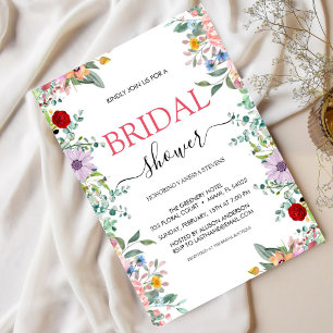 Invitation Fête des mariées moderne chic Boho Fleurs sauvages