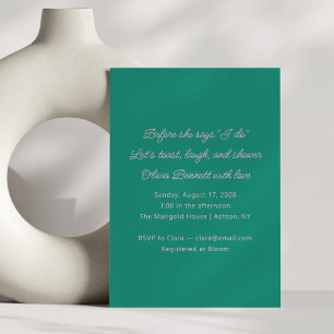 Invitation Fête des mariées moderne colorée Preppy Pink Green