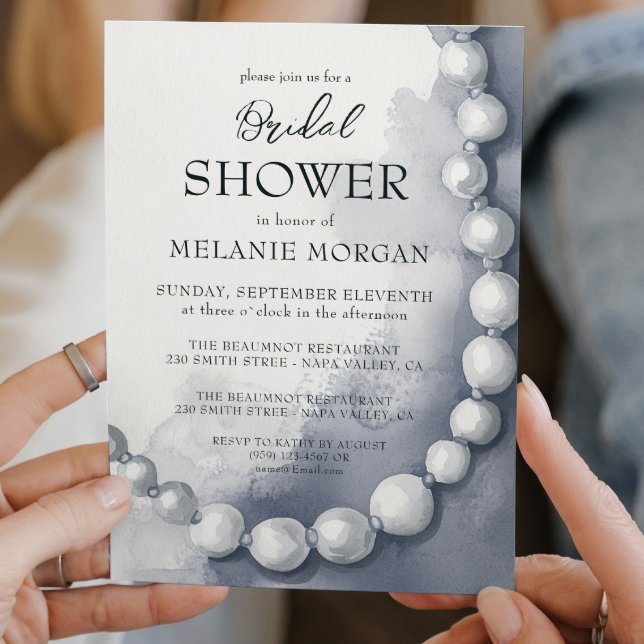 Invitation Fête des mariées moderne de perles blanches (Créateur téléchargé)