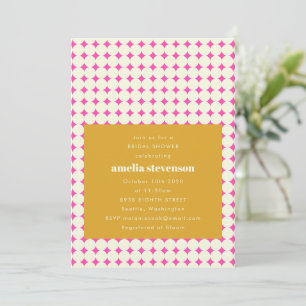 Invitation Fête des mariées moderne de points rose jaune rétr