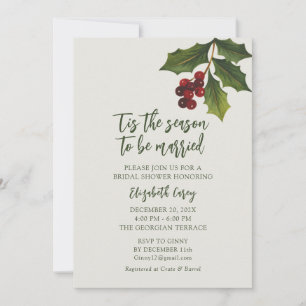 Invitation Fête des mariées moderne Mistletoe Christmas Hol