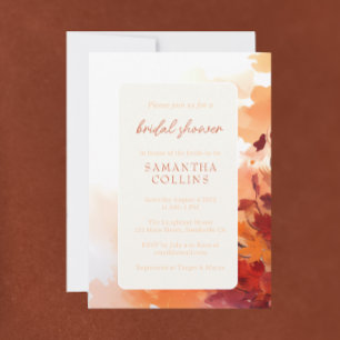 Invitation Fête des mariées moderne rouge brûlée automne