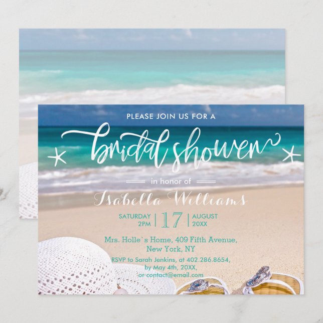 Invitation Fête des mariées moderne Tropical Ocean Beach (Devant / Derrière)