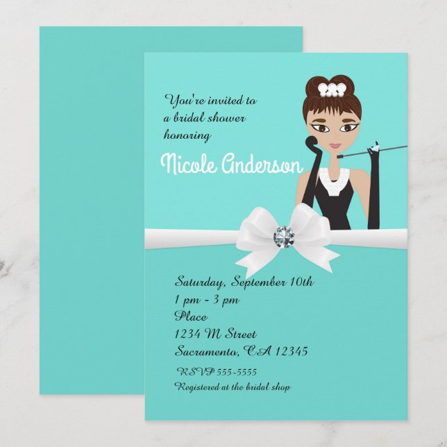 Invitation Fête des mariées moderne Turquoise Fiançailles chi (Devant / Derrière)