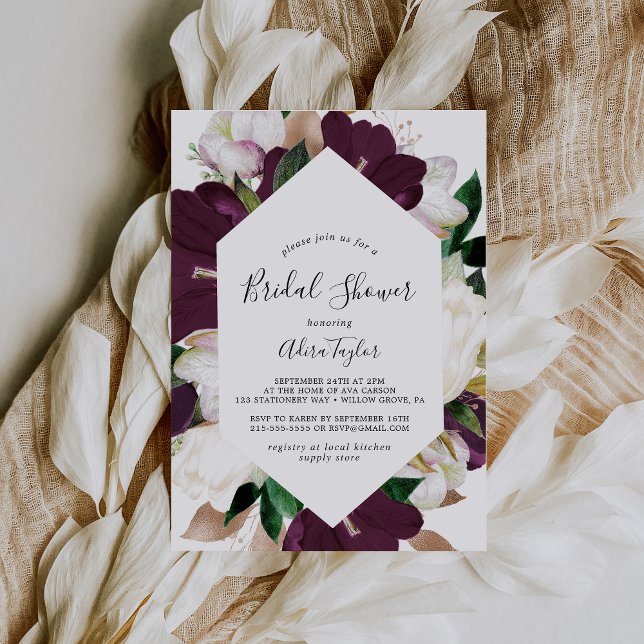 Invitation Fête des mariées Moody Purple Blooms (Créateur téléchargé)