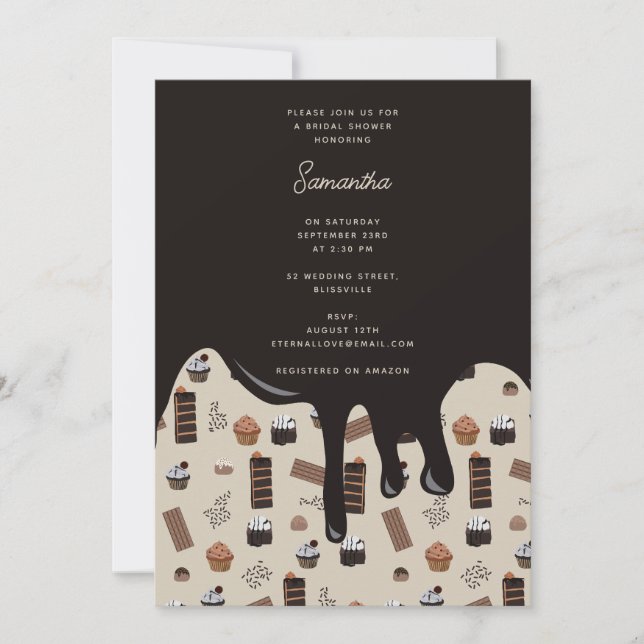 Invitation Fête des mariées Motif à thème chocolat (Devant)