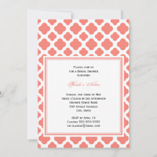 Invitation Fête des mariées Motif Coral Pink