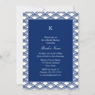 Invitation Fête des mariées Motif Monogram Royal Blue Seigaih
