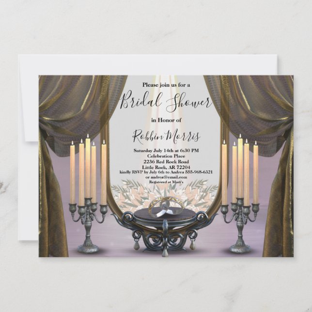 Invitation Fête des mariées Mystic Night Gold Draps & Candles (Devant)