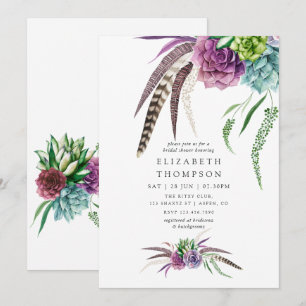 Invitation Fête des mariées mystique de Boho Succulente