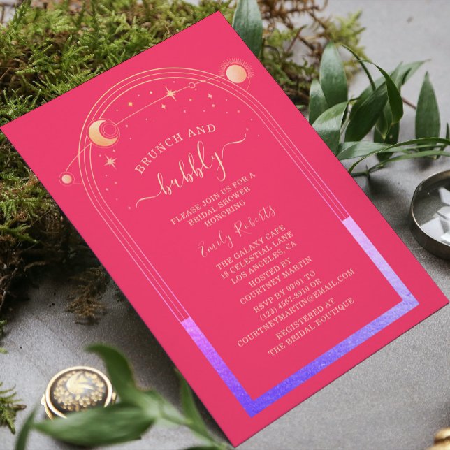 Invitation Fête des mariées mystique Fuchsia Pink Gold (Créateur téléchargé)