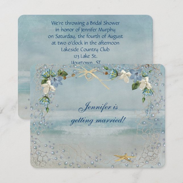 Invitation Fête des mariées nautique (Devant / Derrière)