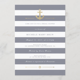 Invitation Fête des mariées Nautique Gris Stylish