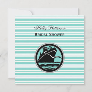 Invitation Fête des mariées Nautique Lt Blu What Stripe #2 S