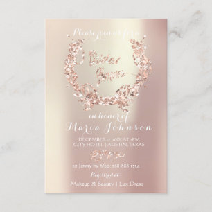 Invitation Fête des mariées Olives Wreath Rose Rose Or Pearly