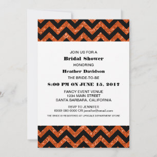Invitation Fête des mariées Orange Chevron Parties