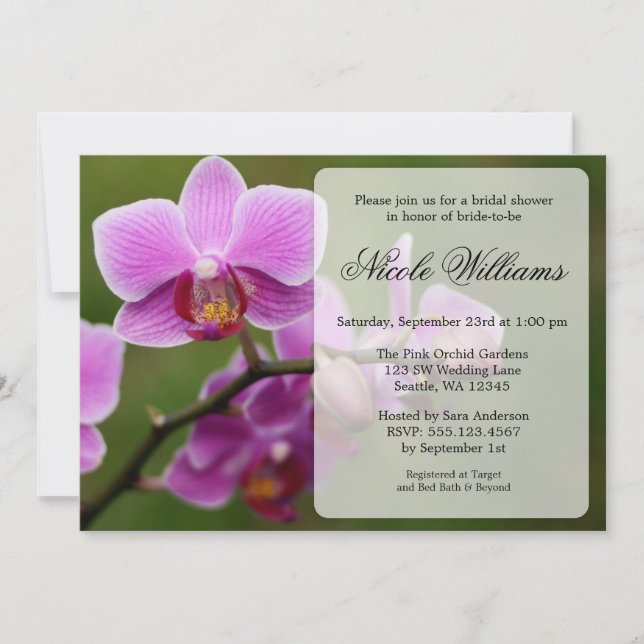 Invitation Fête des mariées orchidée rose (Devant)