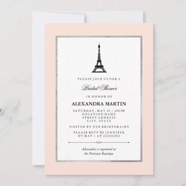 Invitation Fête des mariées Paris Elegance (Devant)