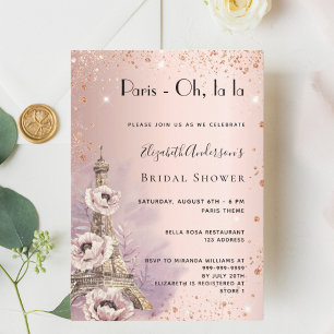 Invitation Fête des mariées Paris rose or Tour Eiffel