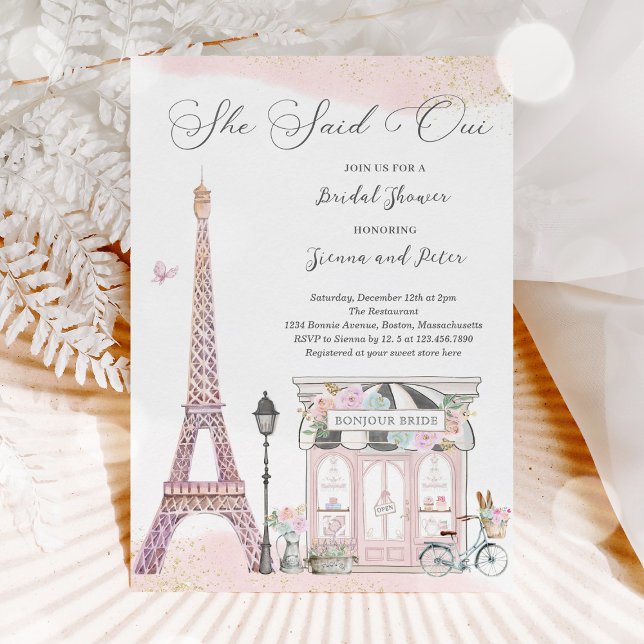 Invitation Fête des mariées Parisienne Elle A Dit Oui Mariée  (Créateur téléchargé)