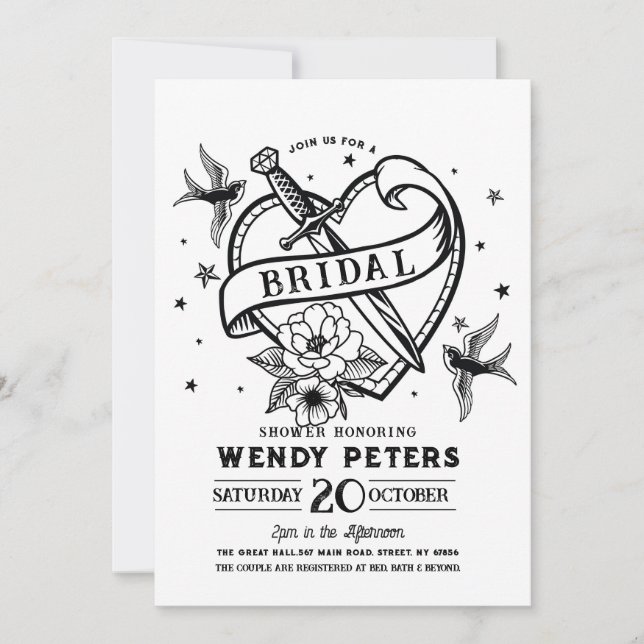 Invitation Fête des mariées Partie traditionnelle Tatouage Co (Devant)