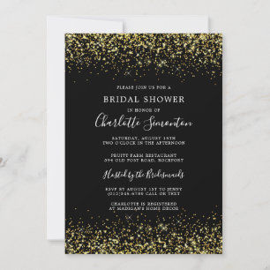 Invitation Fête des mariées Parties scintillant Gold Black Gl
