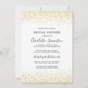 Invitation Fête des mariées Parties scintillant Gold White Gl