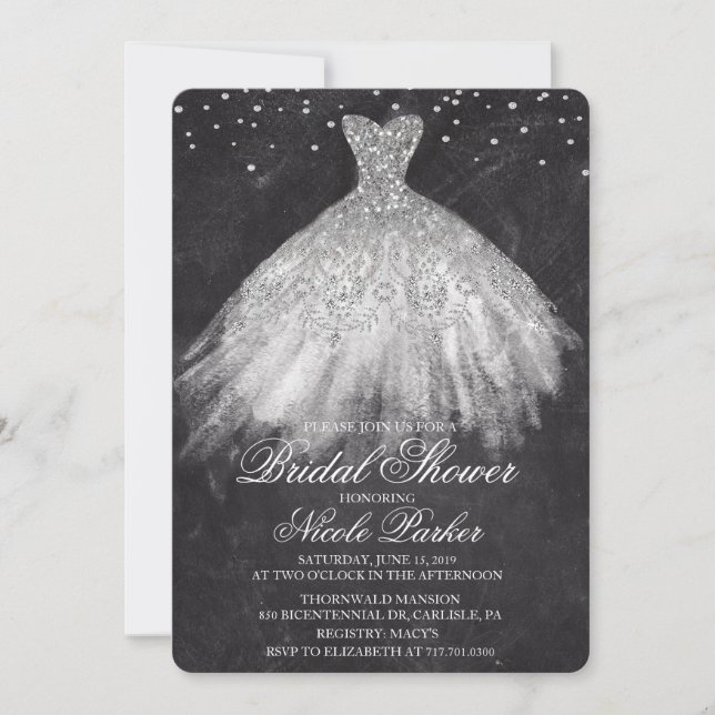 Invitation Fête des mariées Parties scintillant robe Diamond  (Devant)