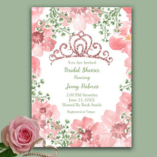 Invitation Fête des mariées Parties scintillant rose Couronne