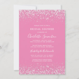 Invitation Fête des mariées Parties scintillant Silver Pink G