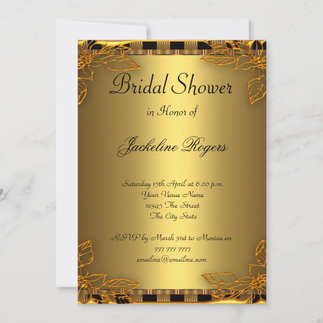 Invitation Fête des mariées Party Gold et Gold Frame (Devant)