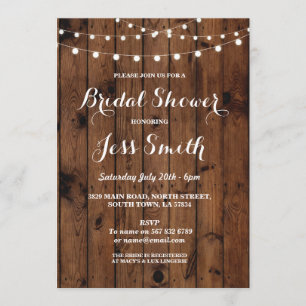 Invitation Fête des mariées Party Rustic Elegant Wood Invitat