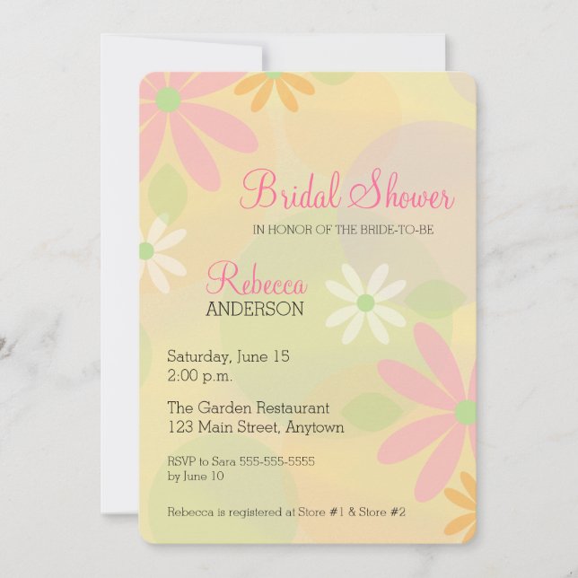 Invitation Fête des mariées Pastel Retro Daisies (Devant)