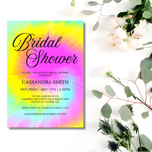 Invitation Fête des mariées Pastel Tie Dye Swirl (Créateur téléchargé)