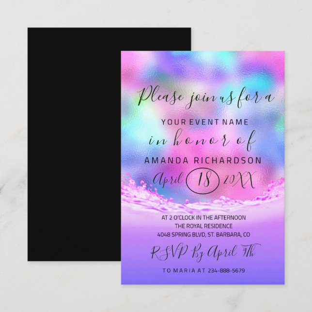 Invitation Fête des mariées Pastels Vagues roses Ocean Mermai (Devant / Derrière)