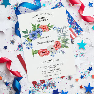 Invitation Fête des mariées patriotique rouge blanc et bleu