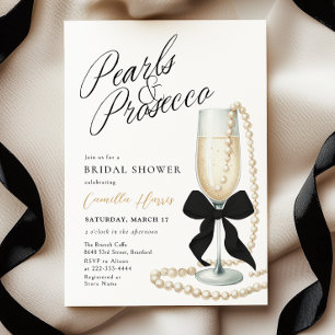 Invitation Fête des mariées Pearl & Prosecco Black Bow