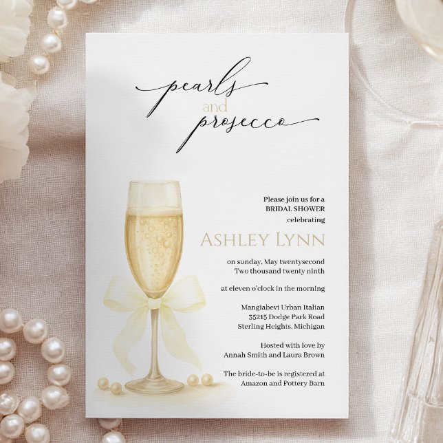 Invitation Fête des mariées Pearls & Prosecco | Ne (Créateur téléchargé)