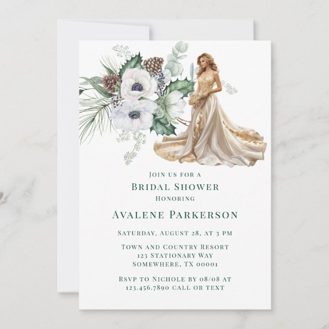 Invitation Fête des mariées peinte à la main par l'anémone d' (Devant)